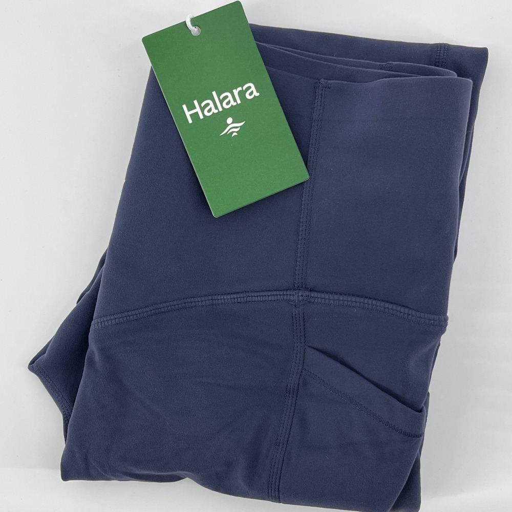 Halara Women Navy Blue High Waisted Side Pocket Leggings Size S 7/8 02828831